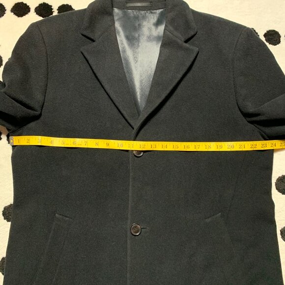 Hugo Boss Wool Trench Coat Large Black Preppy Old Money Corpcore 90s Overcoat - Picture 13 of 16